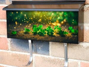Green Clovers And Gold Dust Townhouse Mailbox Cover