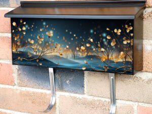 Blurred Branches And Flowers Townhouse Mailbox Cover