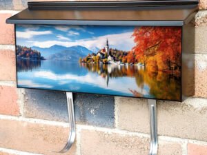 Mountain Lake With Colorful Autumn Forest Townhouse Mailbox Cover