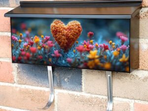 Valentine S Day Heart With Bright Colored Flowers Townhouse Mailbox Cover