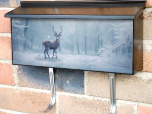 Snowy Trees Landscape With Deer Townhouse Mailbox Cover