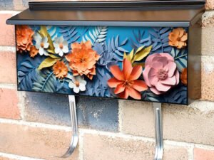 Colorful Paper Flowers And Leaves 2 Townhouse Mailbox Cover