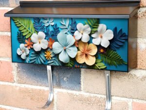 Colorful Paper Flowers And Leaves 3 Townhouse Mailbox Cover
