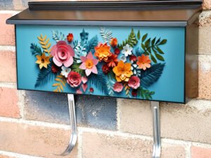 Colorful Paper Flowers And Leaves 4 Townhouse Mailbox Cover