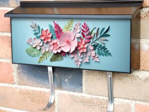 Colorful Paper Tropical Blooms Townhouse Mailbox Cover