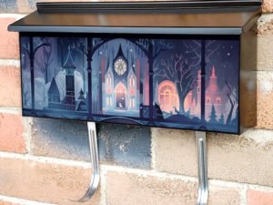 Fairy Tale Paper Cut Christmas Scene Townhouse Mailbox Cover