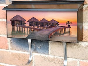Maldives Island Sunset Panorama Water Bungalows Resort Townhouse Mailbox Cover