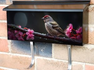Picture Of Colorful Little Bird On Tree Branch Townhouse Mailbox Cover
