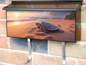 Turtle On The Beach At Sunset Townhouse Mailbox Cover