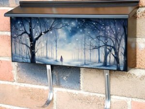 Twinkling Fairy Lights In Snow Scene Townhouse Mailbox Cover