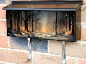 Winter Twinkling Fairy Lights In Snow Scene Townhouse Mailbox Cover