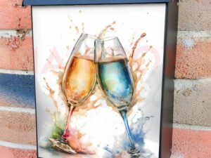 Retro Champagne Glasses Colonial Mailbox Cover