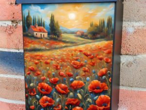 Tuscan Poppy Field Colonial Mailbox Cover