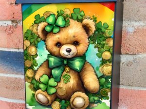 St. Patrick Day Teddy Bear Colonial Mailbox Cover