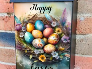 Colorful Easter Eggs in a Nest Colonial Mailbox Cover
