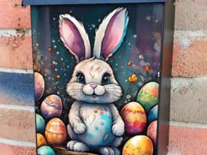 Little Easter Bunny with Eggs Colonial Mailbox Cover