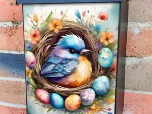 Easter Bird in the Nest Colonial Mailbox Cover