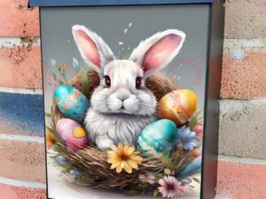 Easter Bunny in the Nest Colonial Mailbox Cover