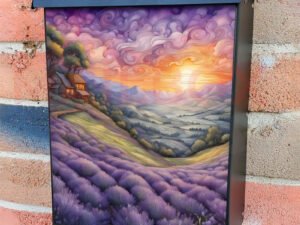 Summer Evening Lavender Field Colonial Mailbox Cover