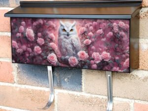 White Owl and Roses Townhouse Mailbox Cover