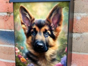 Summer German Shepherd Puppy Colonial Mailbox Cover