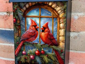 Red Christmas Cardinals Colonial Mailbox Cover