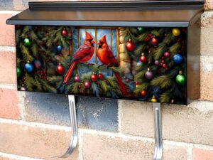 Red Christmas Cardinals Townhouse Mailbox Cover