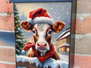 Cute Santa Cow Colonial Mailbox Cover