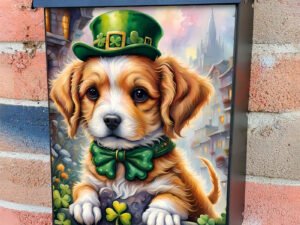 St. Patrick’s Day Elegant Puppy Colonial Mailbox Cover