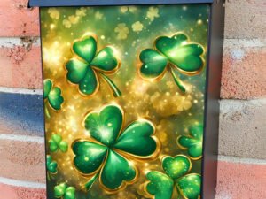 St. Patrick’s Day Shamrocks and Gold Colonial Mailbox Cover