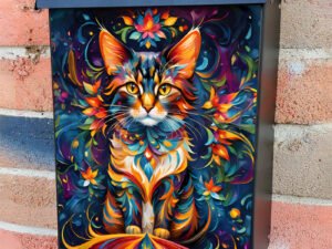 Bohemian Flower Cat Colonial Mailbox Cover