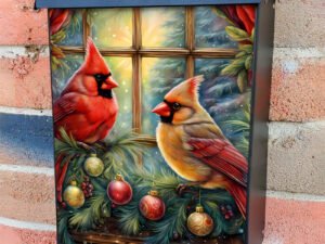 Christmas Cardinal Couple 2 Colonial Mailbox Cover