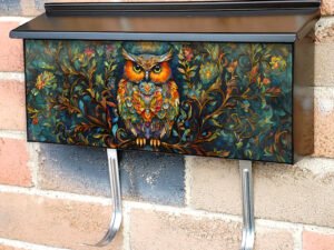 Bohemian Owl with Flowers Townhouse Mailbox Cover