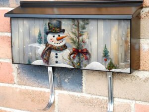 Rustic Farmhouse Snowman 2 Townhouse Mailbox Cover