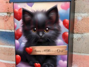 Mother’s Day Kitten with a Sign Colonial Mailbox Cover