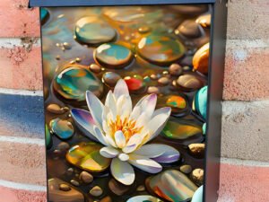 Water Lily Within the Rocks Colonial Mailbox Cover