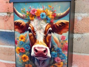 Pretty Farmhouse Cow Colonial Mailbox Cover