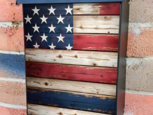 Wooden American Flag Colonial Mailbox Cover