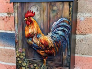 Rooster at the Door Colonial Mailbox Cover