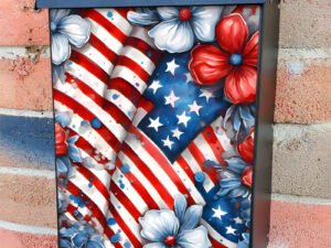 American Flag with Little Flowers Colonial Mailbox Cover