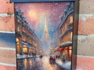 Snowy Day in Paris Colonial Mailbox Cover