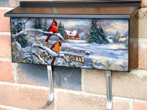 Winter Cardinals and a Farmhouse Townhouse Mailbox Cover