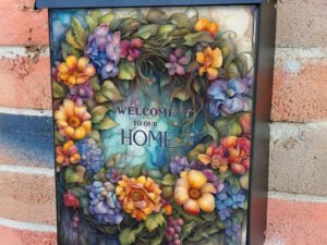 Welcome to Our Home Wreath Colonial Mailbox Cover