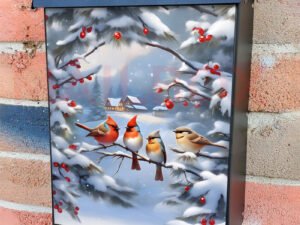 Winter Country Birds Colonial Mailbox Cover