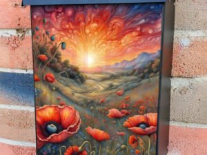 Poppies in the Meadow Colonial Mailbox Cover