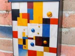 Modern Abstract Art with Shapes Colonial Mailbox Cover