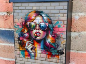 Pretty Graffiti Girl with Lollipop 2 Colonial Mailbox Cover