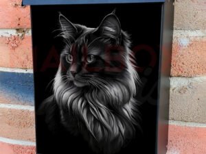 Beautiful Grey Cat Portrait Colonial Mailbox Cover