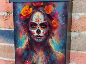 Flower Sugar Skull Woman Colonial Mailbox Cover