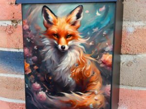 Gorgeous Fox with Flowers Colonial Mailbox Cover